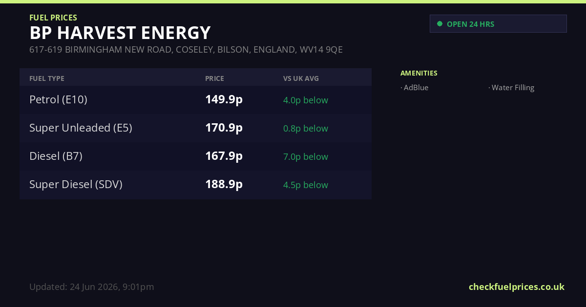 BP HARVEST ENERGY Bradley 617-619 BIRMINGHAM NEW ROAD, COSELEY, BILSON ...